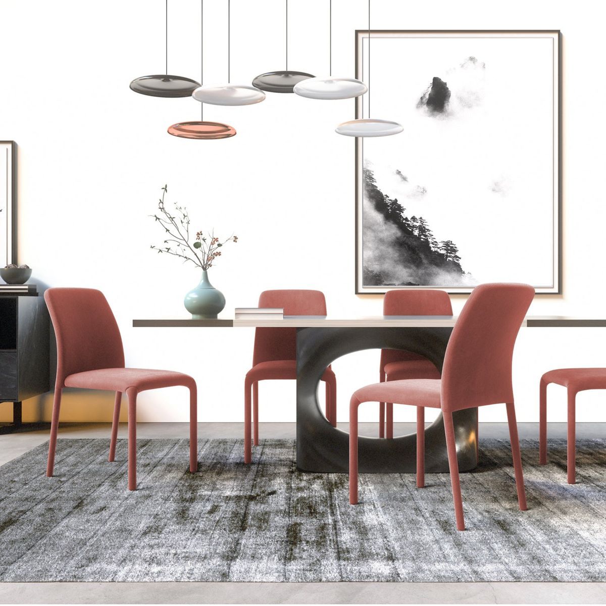 Lot de 4 chaises empilables oskar velours  Couleur corail Sia