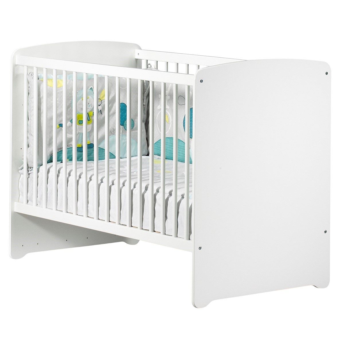 Lit bébé 120x60 en bois en bois blanc - basic Couleur blanc Baby Price