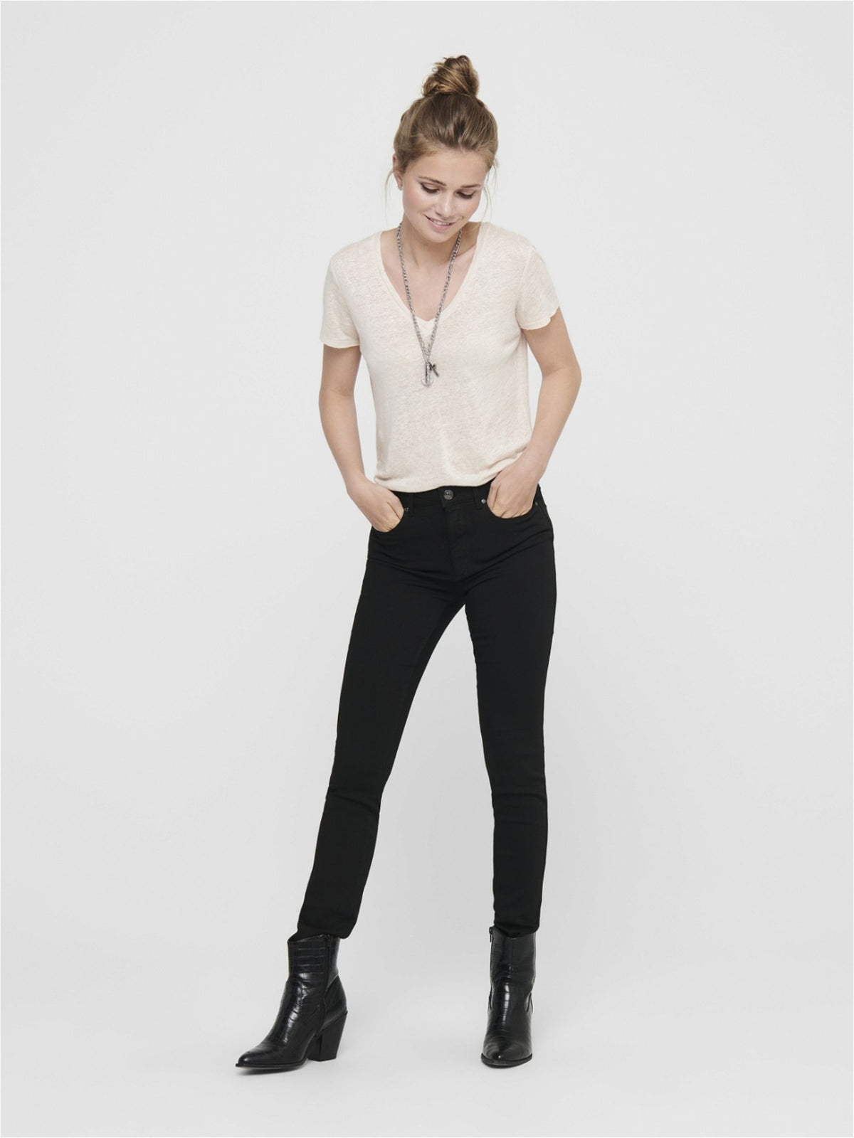 Onlforever taille haute skinny fit jeans jean skinny black denim Only