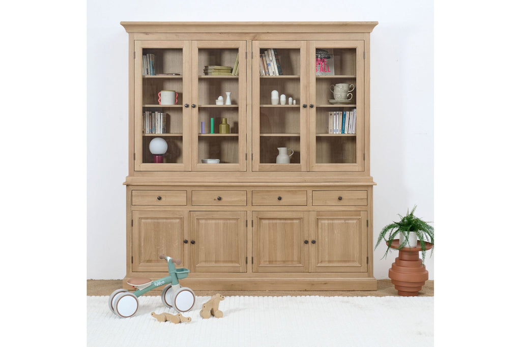 Buffet vaisselier en chêne 4 portes vitrées 4 tiroirs 4 portes bois - victoria Couleur bois clair Hellin, Depuis 1862