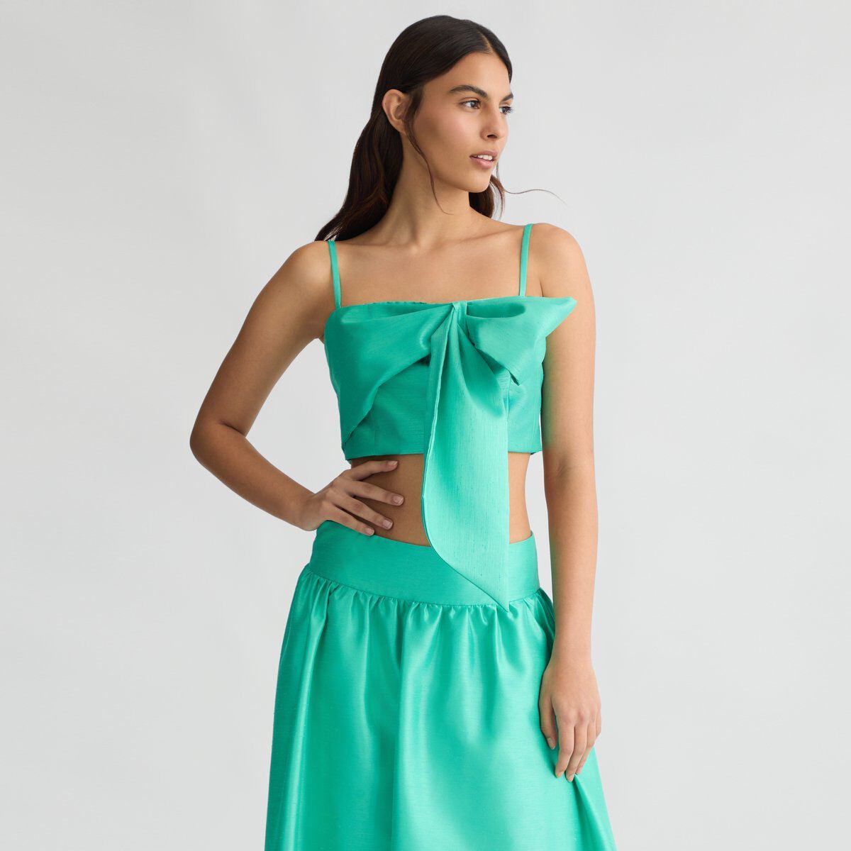 Top turquoise avec nœud vert émeraude Liu Jo