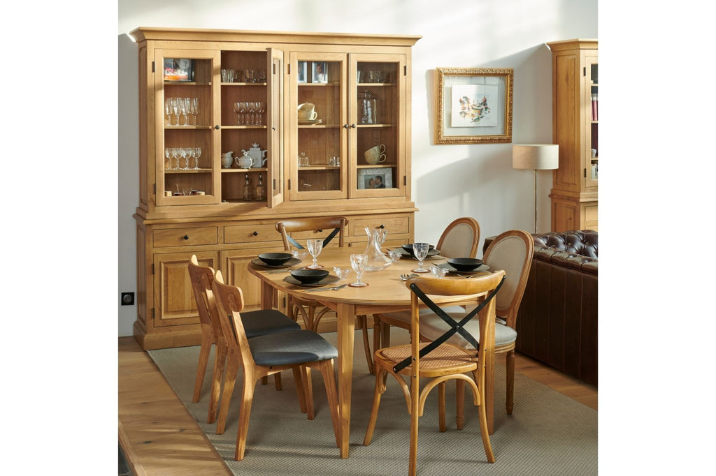 Buffet vaisselier en chêne 4 portes vitrées 4 tiroirs 4 portes bois - victoria Couleur bois clair Hellin, Depuis 1862
