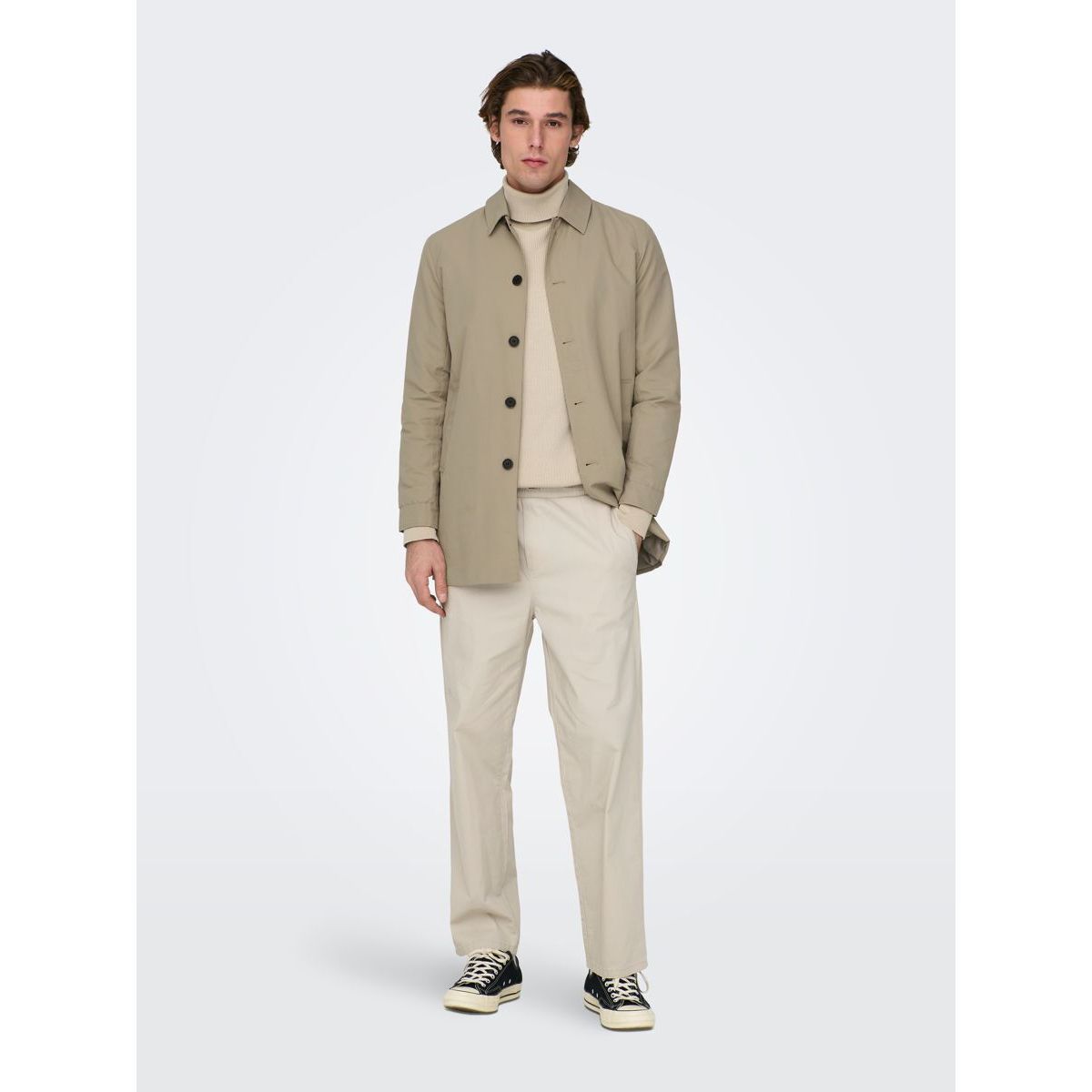 Manteau couleur unie  beige - chinchilla Only   Sons
