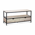 Meuble tv industriel métal et effet bois 2 tiroirs 120 cm loft Sweeek
