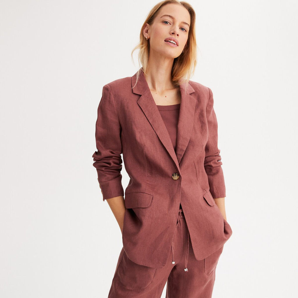 Veste longue, coupe cintrée, pur lin Anne Weyburn