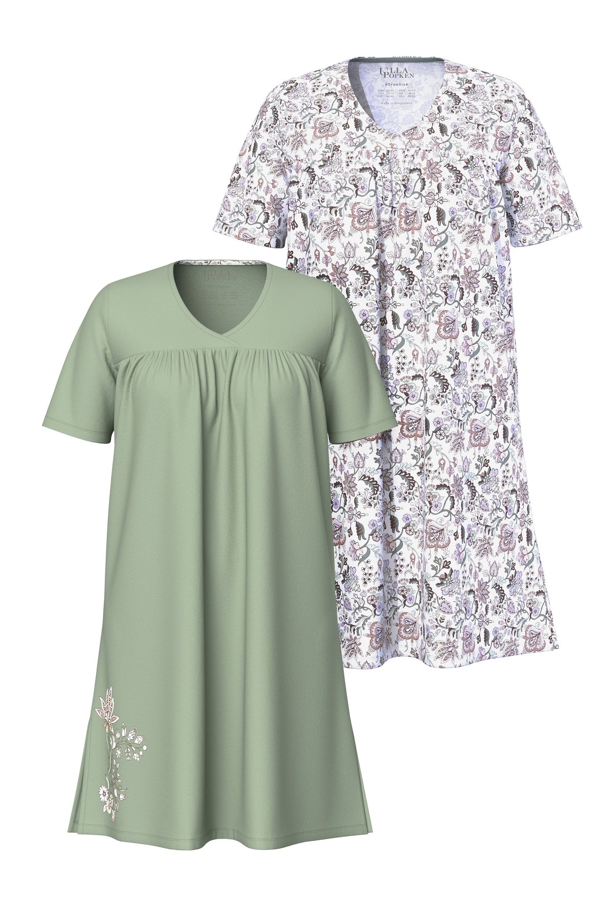 Chemises de nuit à fleurs, lot de 2 kaki Ulla Popken