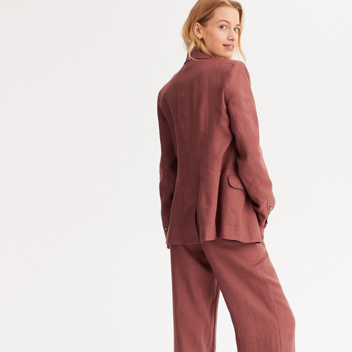 Veste longue, coupe cintrée, pur lin Anne Weyburn