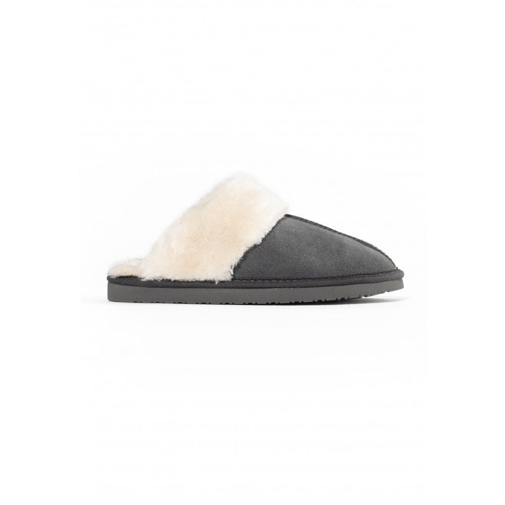 Chaussons en cuir suede chesney gris foncé Minnetonka