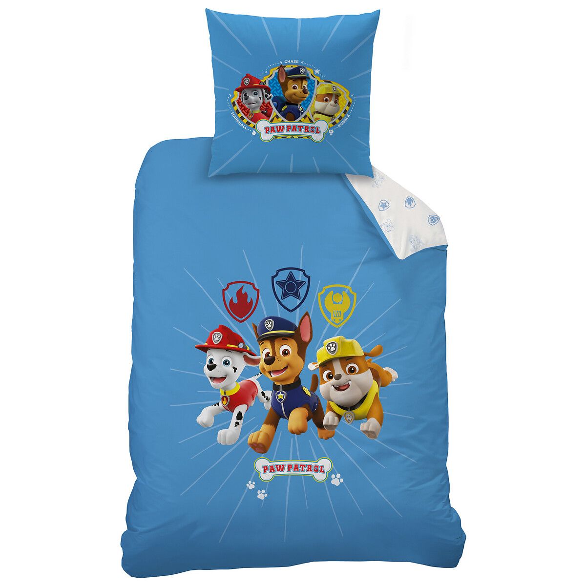 Parure housse de couette+taie pat patrouille team  imprimé bleu Pat Patrouille