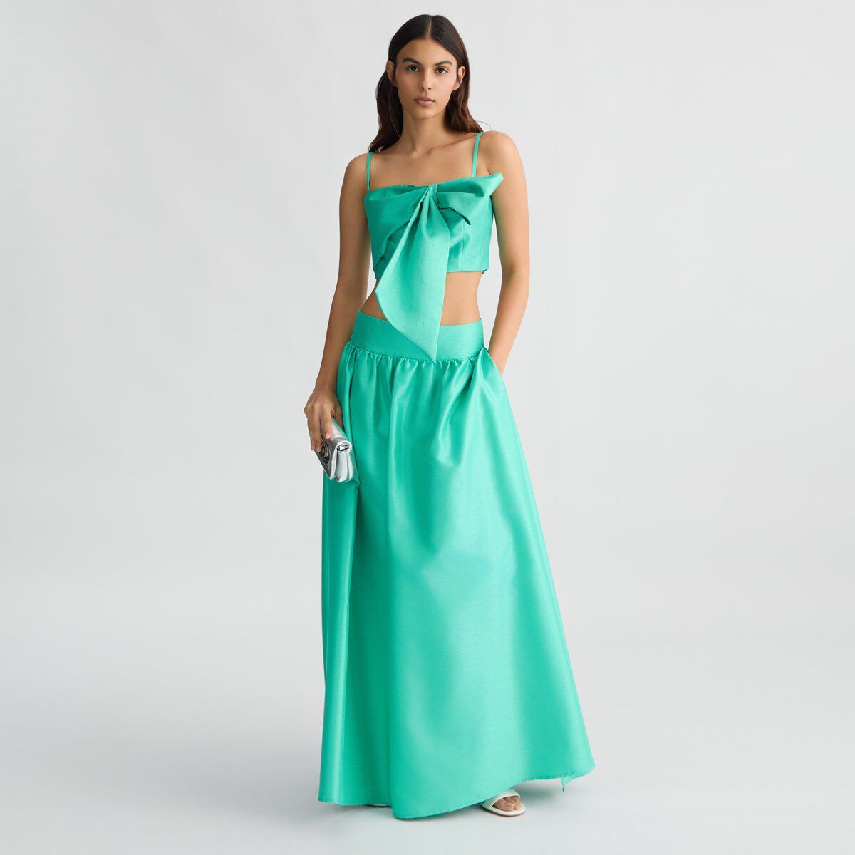 Top turquoise avec nœud vert émeraude Liu Jo