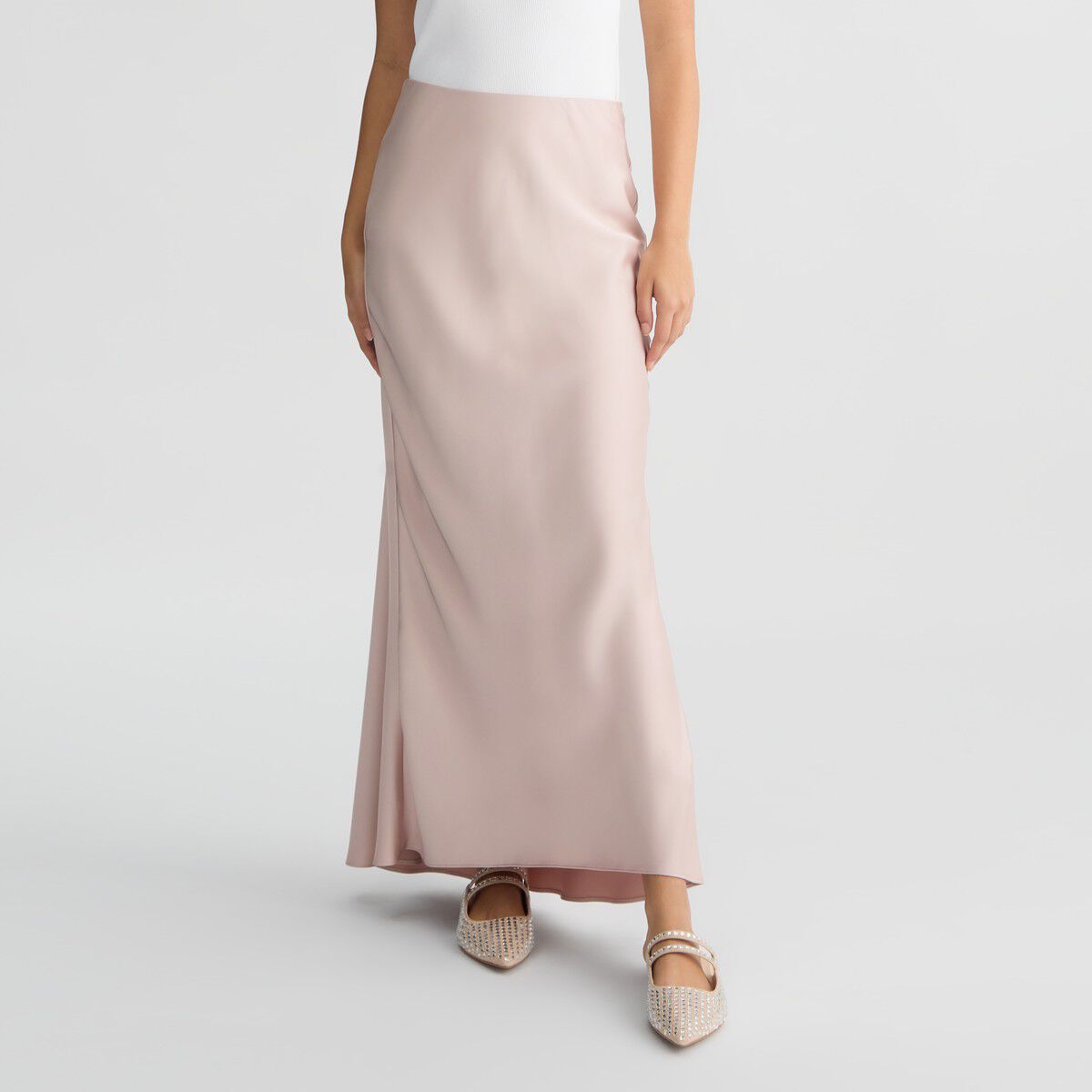 Jupe longue rose en satin rose Liu Jo