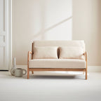 Banquette design en bois et tissu Lorens couleur beige Sweeek