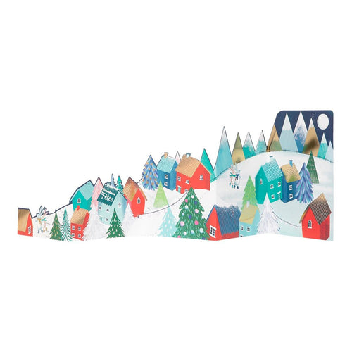 Carte de vœux accordéon - patinoire de Noël bleu turquoise Draeger Paris
