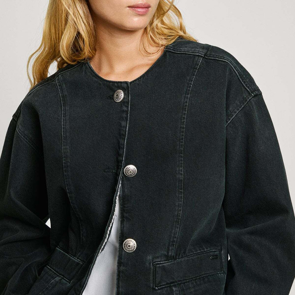 Veste coupe boxy en denim noir denim rigide 11 oz Pepe Jeans