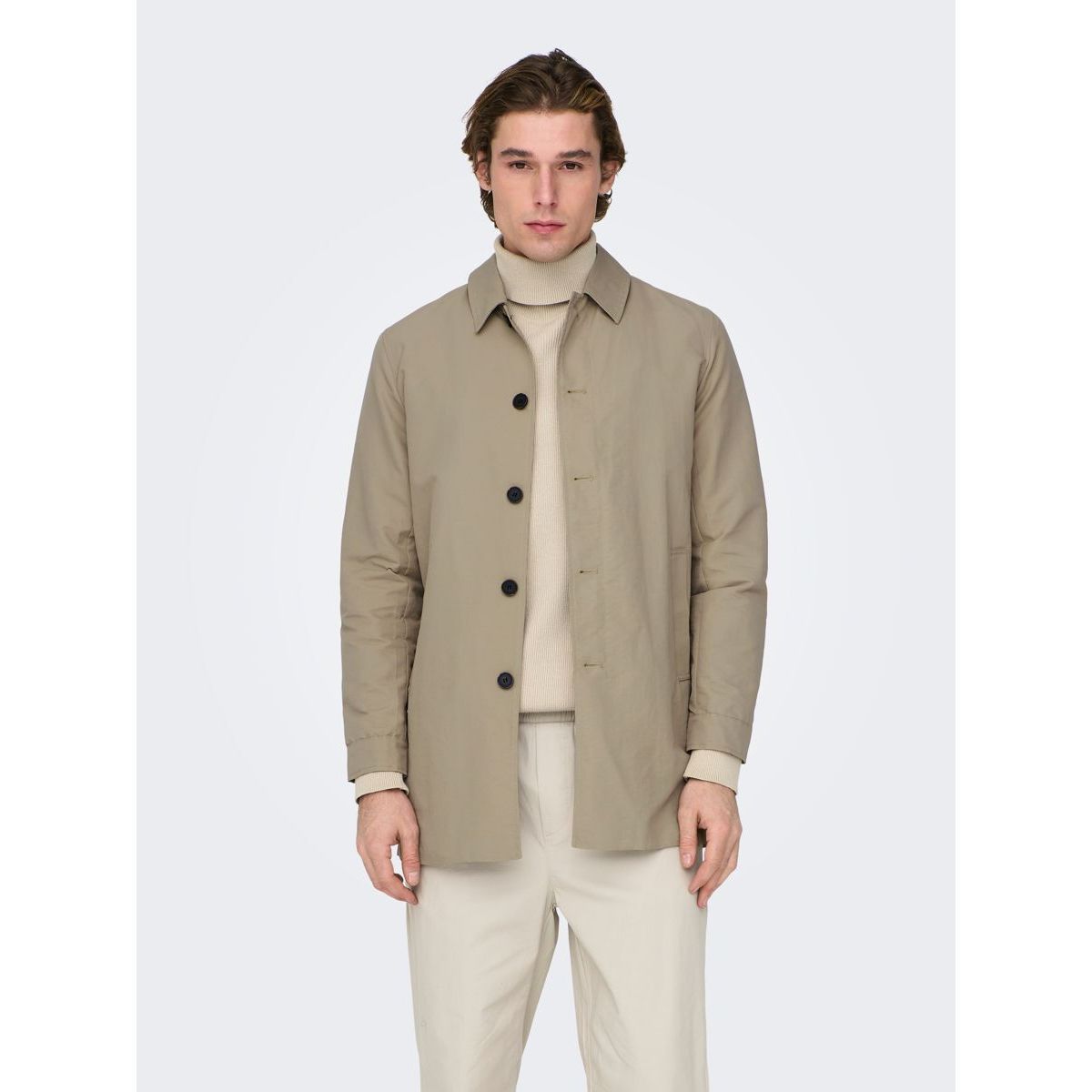 Manteau couleur unie  beige - chinchilla Only   Sons