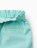 Pantalon Zippy en coton et lin bleu clair