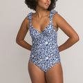 Maillot de bain 1 pièce triangle, imprimé fleurs imprimé fleuri Anne Weyburn