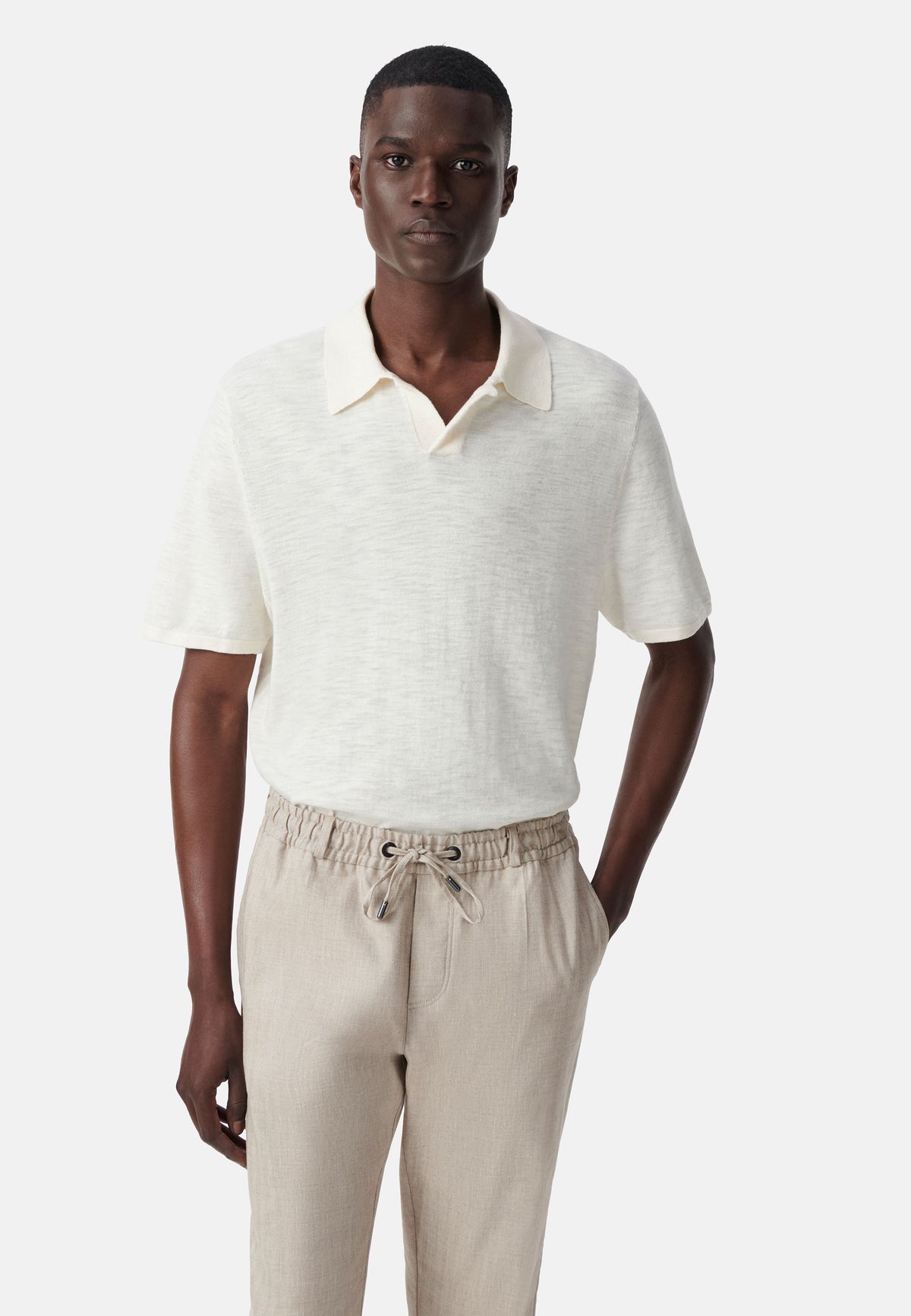 Polo en tricot flammé ecru Ikks