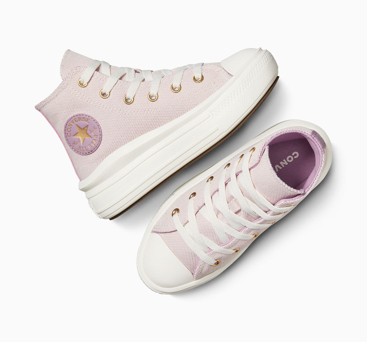 Baskets chuck taylor all star move platform gold luxe violet poussière/écru/or Converse