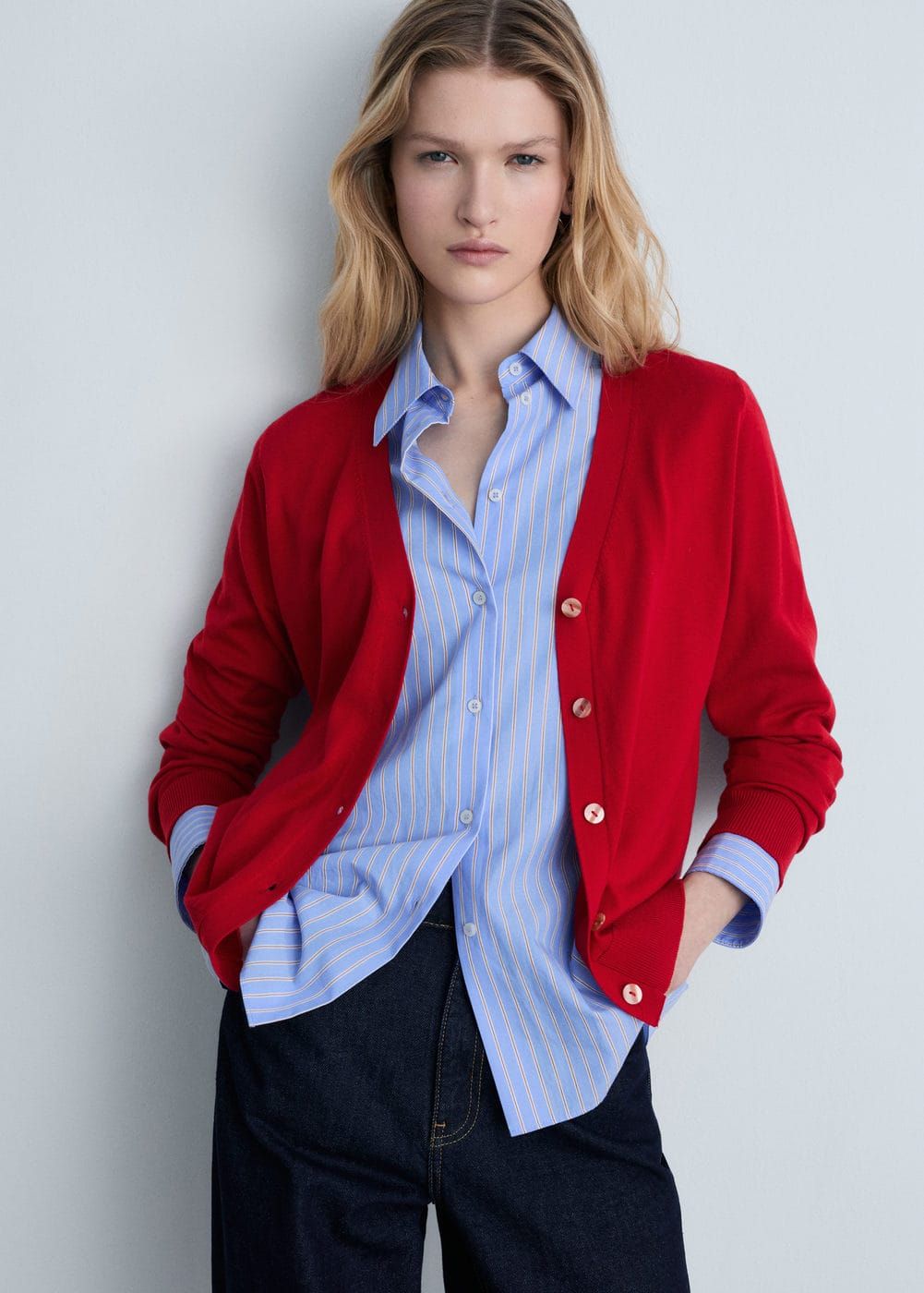 Cardigan côtelé en mélange de soie de mûrier Mango