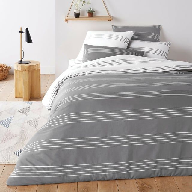 Housse de couette pur coton, horizon gris La Redoute Interieurs