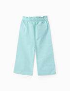 Pantalon Zippy en coton et lin bleu clair