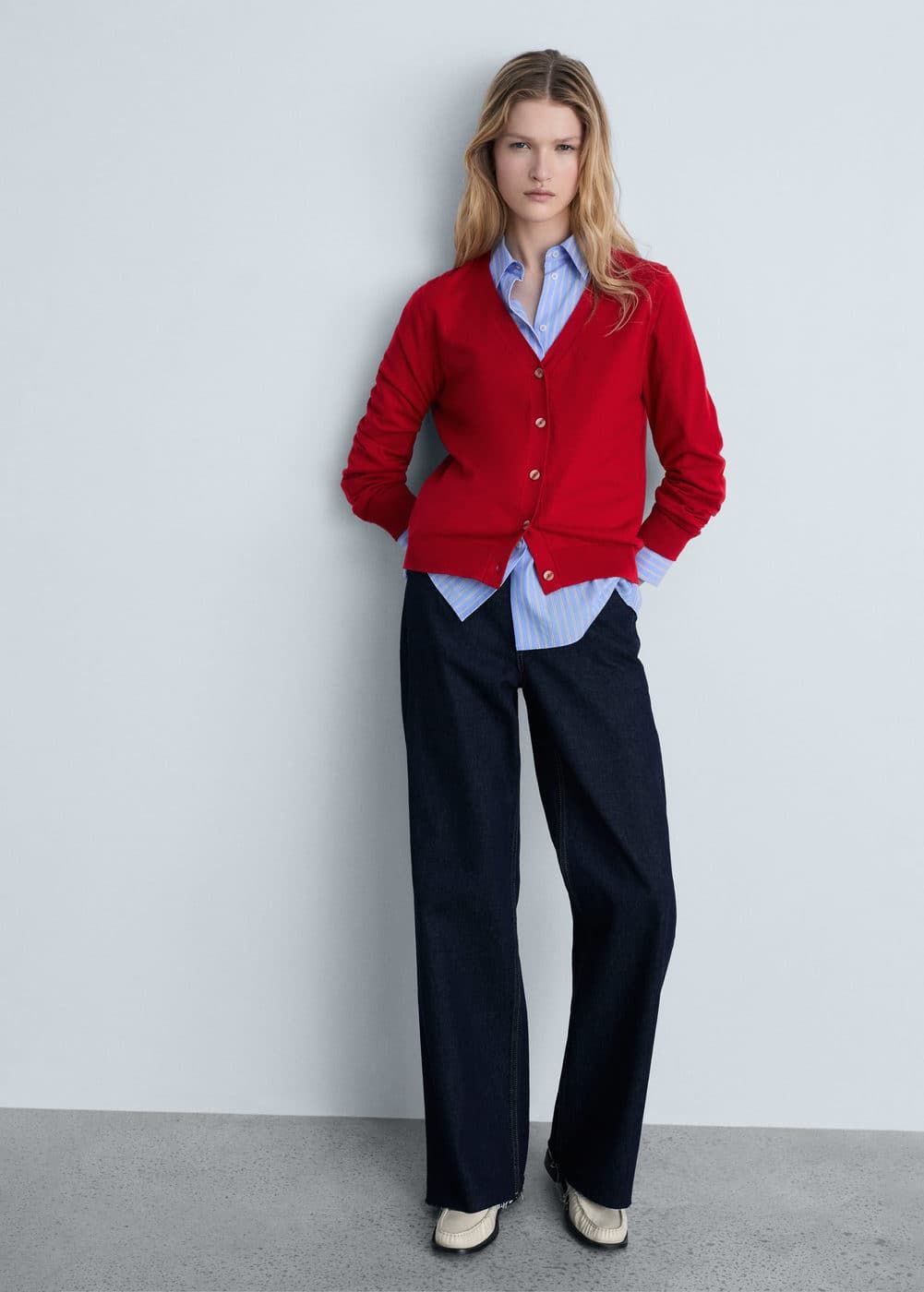 Cardigan côtelé en mélange de soie de mûrier Mango