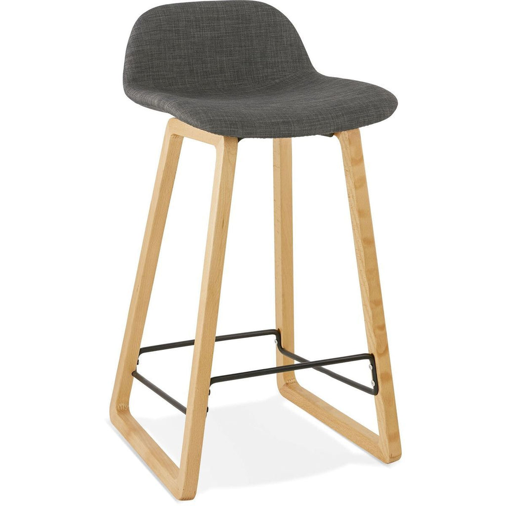 Tabouret de bar design trapu mini, couleur gris et bois clair, Kokoon Design