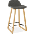 Tabouret de bar design trapu mini, couleur gris et bois clair, Kokoon Design