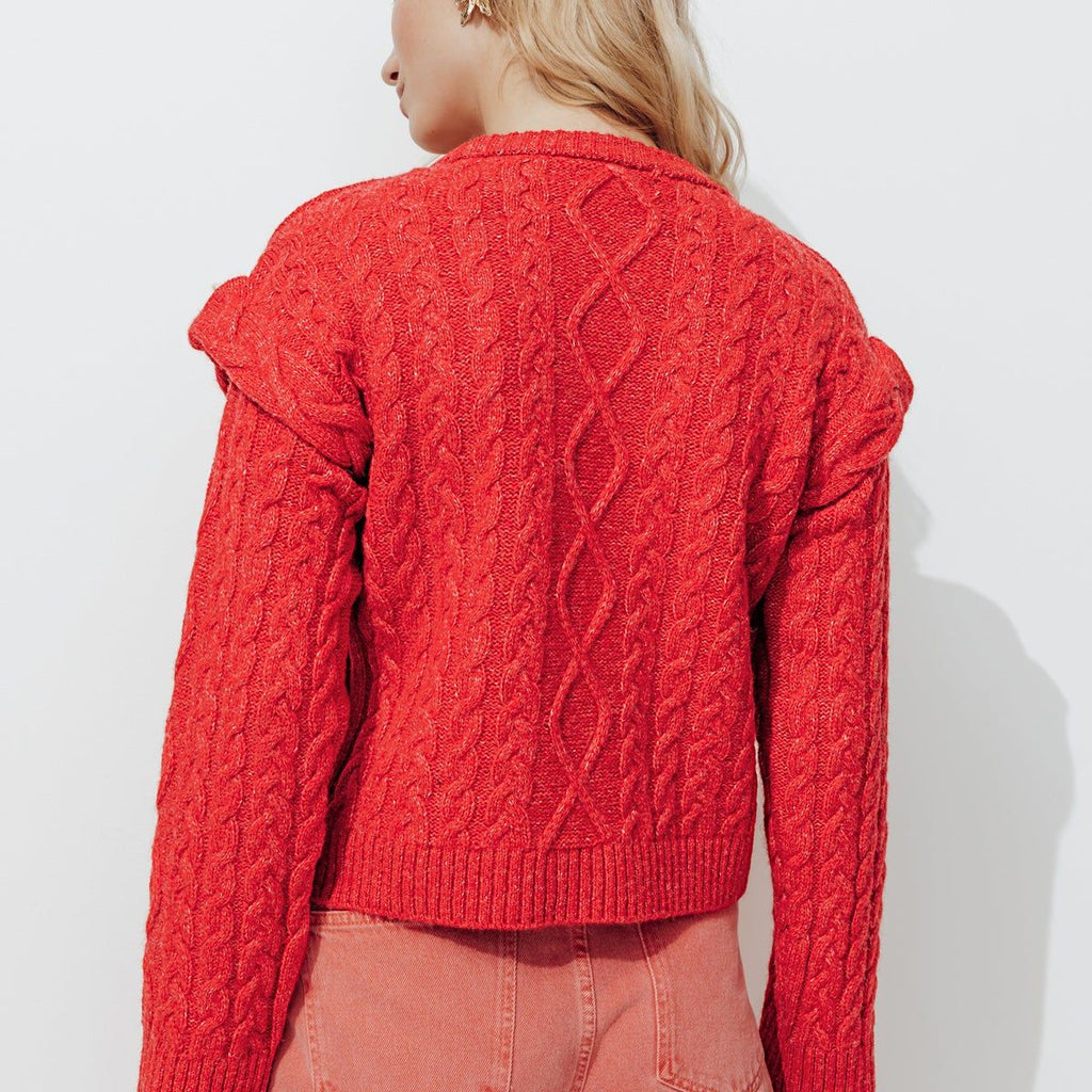 Pull court torsadé rouge Promod