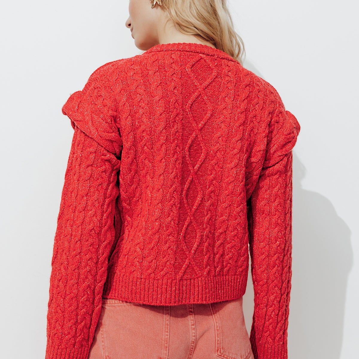 Pull court torsadé rouge Promod