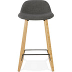 Tabouret de bar design trapu mini, couleur gris et bois clair, Kokoon Design