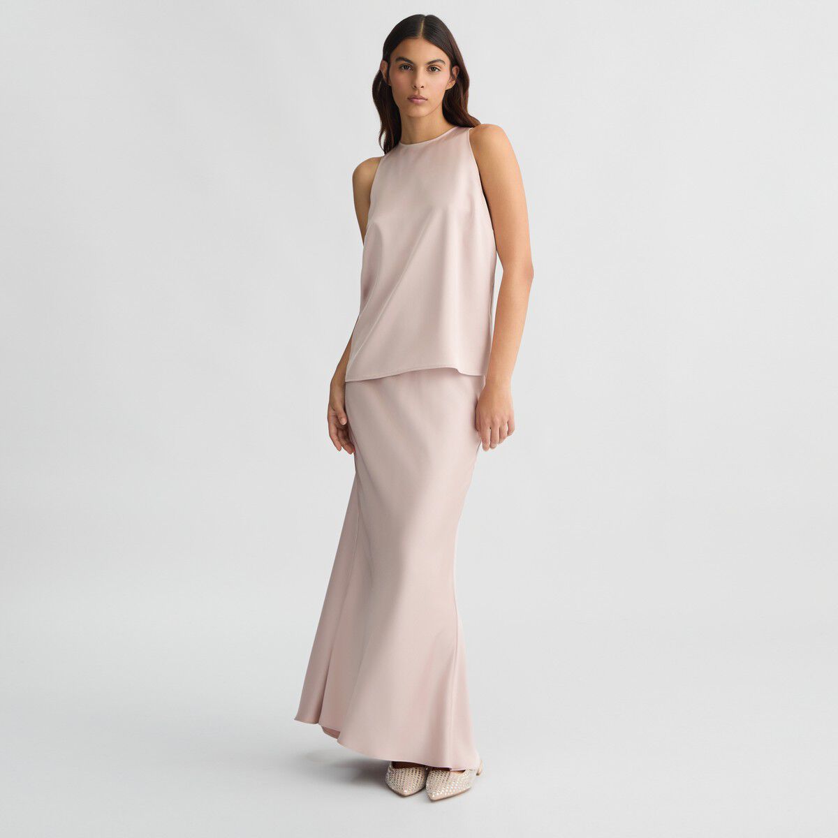 Jupe longue rose en satin rose Liu Jo