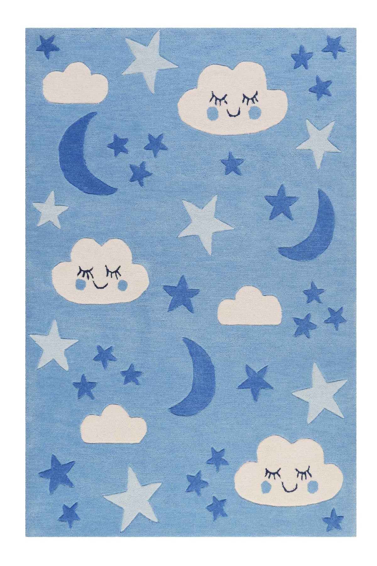 Tapis enfant tufté motif nuage et étoiles ,  lalelu Couleur bleu Smart Kids