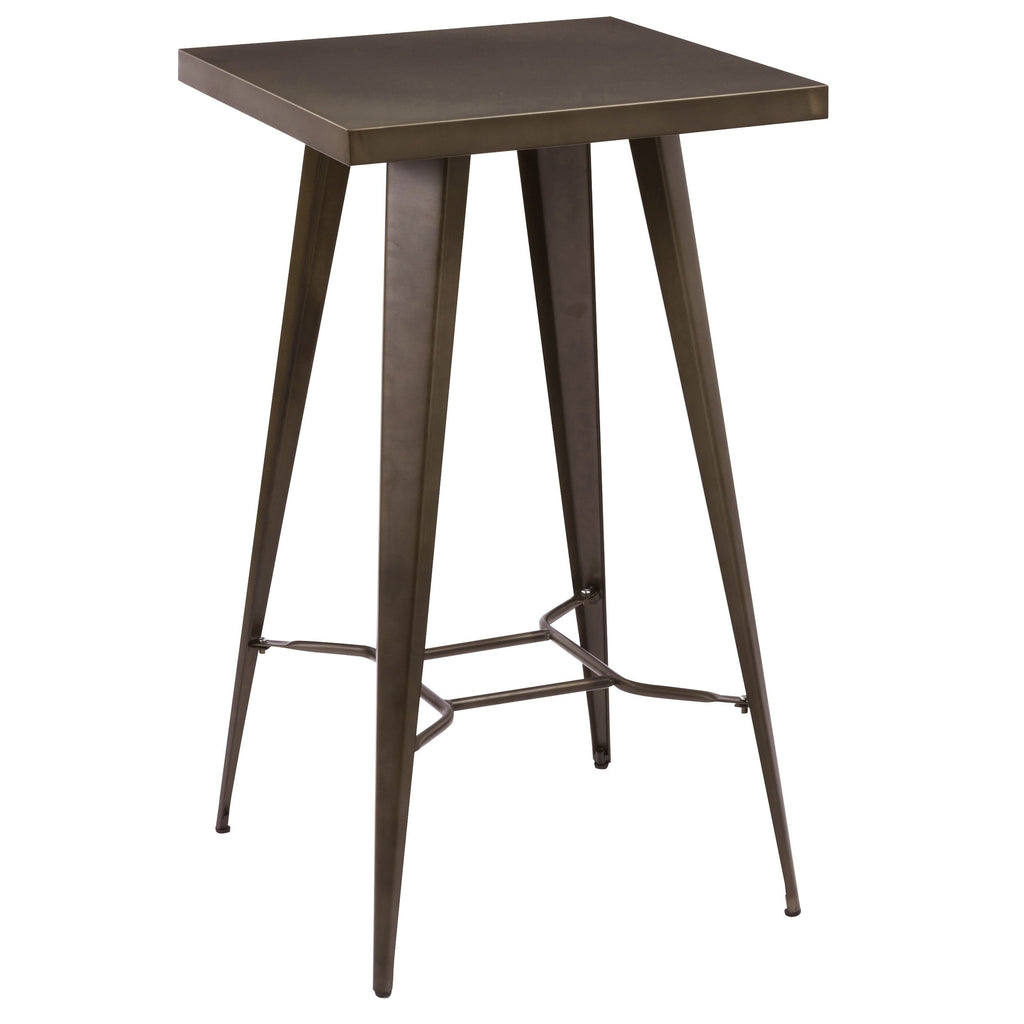 Table de bar carrée 2 personnes en métal métallisé 60 cm - style industriel Gris métallisé Rendez-Vous Déco