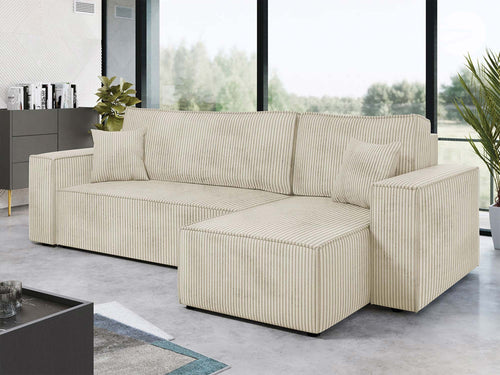 Canapé d'angle convertible en velours côtelé 4 places - cezanne Lisa Design